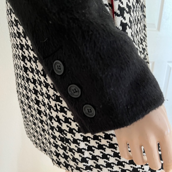 Desigual of Spain Herringbone Coat Jacket Black White Red Quilted Lined 42 Euro - Picture 9 of 16